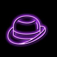 bowler hat cap neon glow icon illustration vector