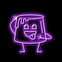 pudding dessert character neon glow icon illustration vector