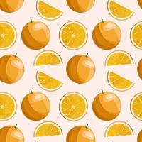 Summer tropical seamless pattern with colorful oranges. Vector citrus fruits background. Modern exotic floral design for paper, cover, fabric, interior decor and other users.
