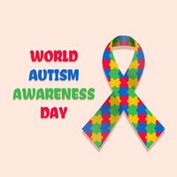 World autism awareness day. Vector Illustration. Ribbon.