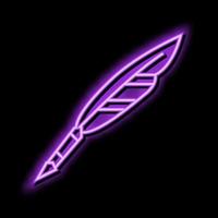 pen feather soft fluffy neon glow icon illustration vector