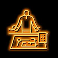 engineer worker neon glow icon illustration vector