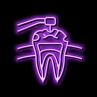 caries treatment neon glow icon illustration vector