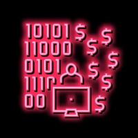 programmer developing financial application neon glow icon illustration vector