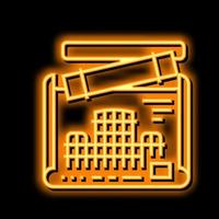 engineer project blueprint neon glow icon illustration vector