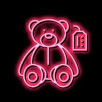 craft toy bear neon glow icon illustration vector