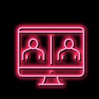 online video calling computer screen neon glow icon illustration vector