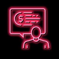 human talking about money neon glow icon illustration vector