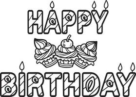 Happy Birthday Isolated Coloring Page for Kids vector