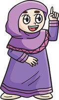 Ramadan Muslim Girl Cartoon Colored Clipart vector