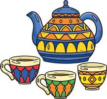 Ramadan Tea Set Cartoon Colored Clipart vector