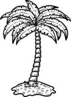 Summer Palm Tree Line Art Coloring Page for Adult vector