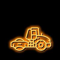 steamroller construction car vehicle neon glow icon illustration vector