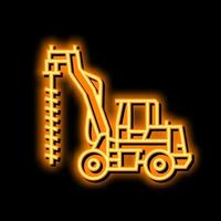 digger construction car vehicle neon glow icon illustration vector