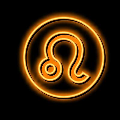 leo zodiac neon glow icon illustration