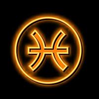 pisces zodiac neon glow icon illustration vector