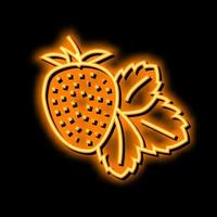 strawberry with leaf neon glow icon illustration vector