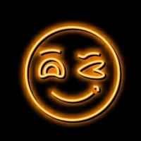wink emoji neon glow icon illustration vector