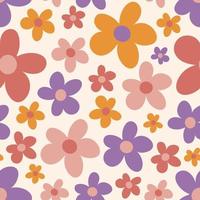 Retro chamomile floral seamless pattern vector