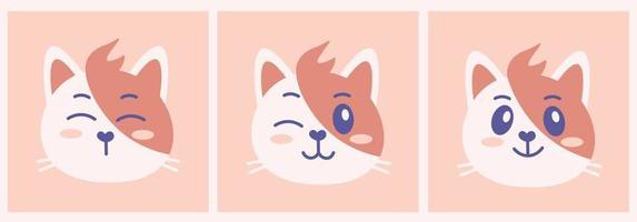 Cute cats emotions set vector