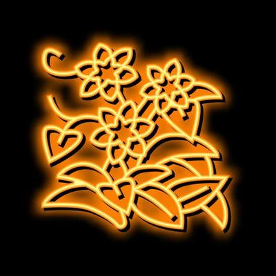 clematis growing neon glow icon illustration