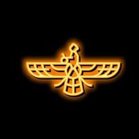 zoroastrismo religión neón resplandor icono ilustración vector