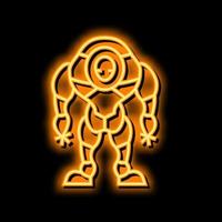 alien monster neon glow icon illustration vector