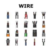 wire cable technology connection icons set vector