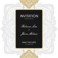 luxury wedding invitation template with mandala illustration vector