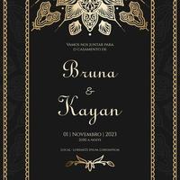 vintage wedding invitation with ornament border vector