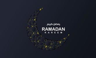 Ramadan kareem greetings design. Ramadan kareem design with cutting paper moon on glitter background vector