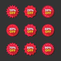 Set of red sale discount tag stickers vector