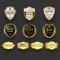 Set of premium quality golden badges and labels vector illustration