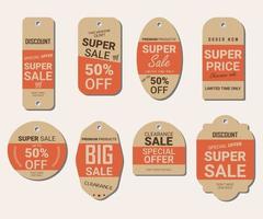 Set of vintage retro style paper price tag vector