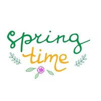 Vector illustration of spring time lettering isolated with decortive elements. Spring card