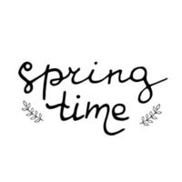 Vector illustration of spring time lettering isolated with decortive elements. Spring card