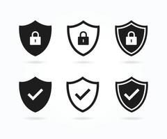 Set of security shield icons. security shields with check mark and padlocks. Shield symbols vector. vector