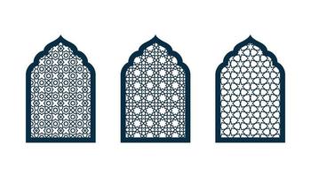 Set of Arabic doors or windows vector. CNC pattern, laser cutting, ornamental doors vector template