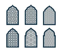 Set of ornamental doors or windows vector. CNC pattern, Laser cutting template vector