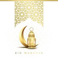 Eid Mubarak Islamic design with Crescent moon and Lantern vector