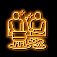 fiesta fondue neón resplandor icono ilustración vector