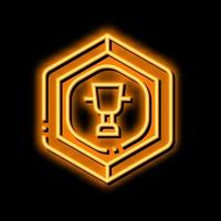 golden game medallion neon glow icon illustration vector