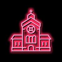 church building neon glow icon illustration vector