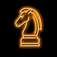 caballo ajedrez neón resplandor icono ilustración vector