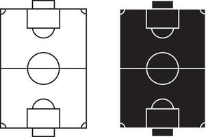 Linear icon. Soccer field markings lines. Outline football playground top view. Sports ground for active recreation. Simple black and white vector isolated on white background