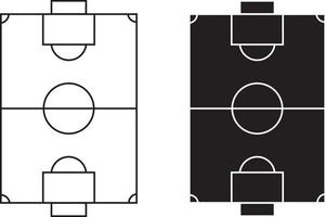 Linear icon. Soccer field markings lines. Outline football playground top view. Sports ground for active recreation. Simple black and white vector isolated on white background