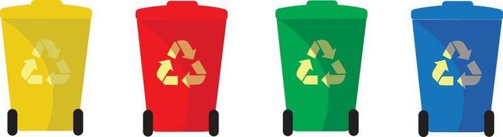 Garbage bins for sorting waste isolated on white background. Vector illustration