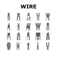 wire cable technology connection icons set vector