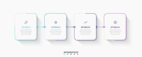 plantilla de diseño de etiquetas infográficas vectoriales con iconos y 4 opciones o pasos. se puede utilizar para diagramas de proceso, presentaciones, diseño de flujo de trabajo, banner, diagrama de flujo, gráfico de información. vector