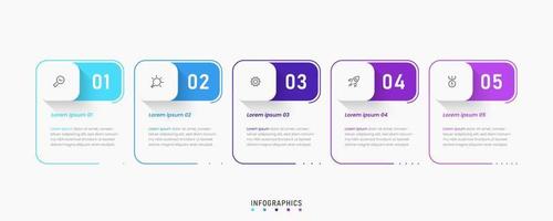 Vector Infographic label design template with icons and 5 options or steps. Can be used for process diagram, presentations, workflow layout, banner, flow chart, info graph.